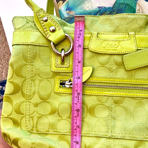 Coach Tote, Hobo and Bigger Wristlet. Brilliant Lime Green! - Picture 4 of 13